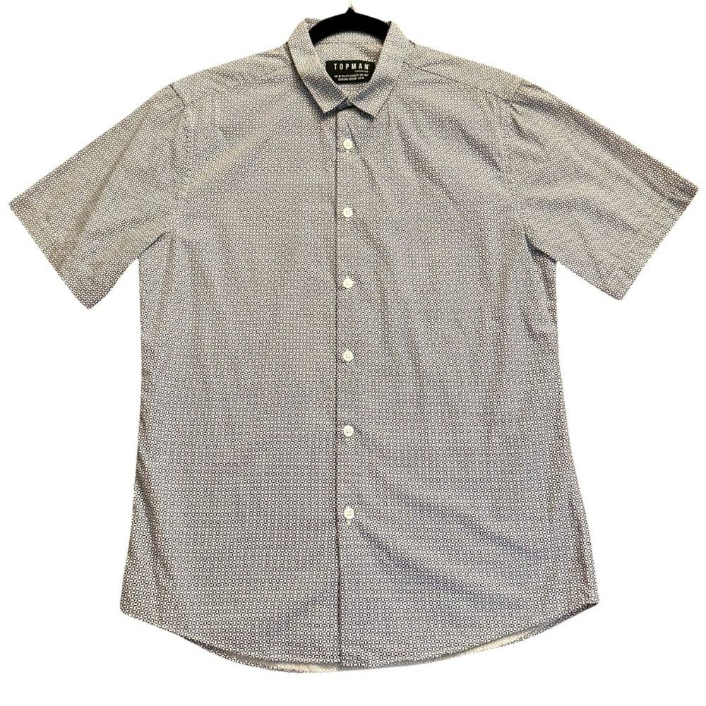 Topman Geometric Printed Button Up Shirt Size M